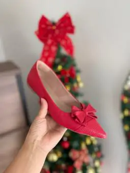 Sapatilha Bico Laço Vermelho - Código 71